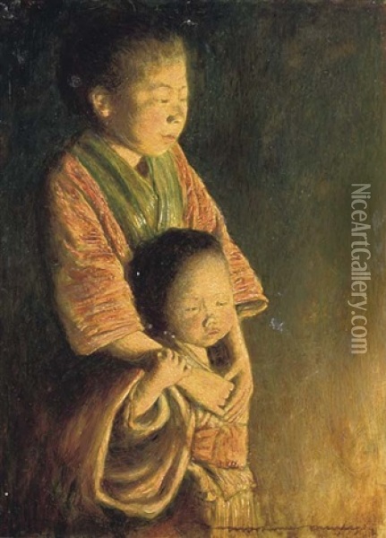 Two Japanese Figures Oil Painting - Mortimer Luddington Menpes