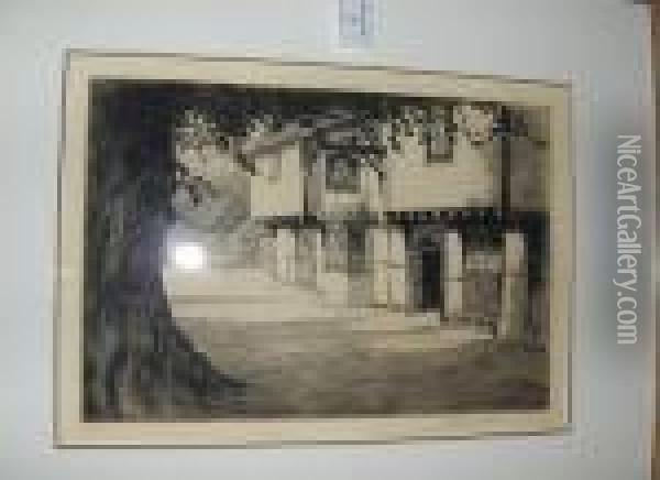 The Bell Inn, Waltham St. Lawrence, Signed Inpencil, No 57/75, Etching Oil Painting - Cecil Charles Aldin