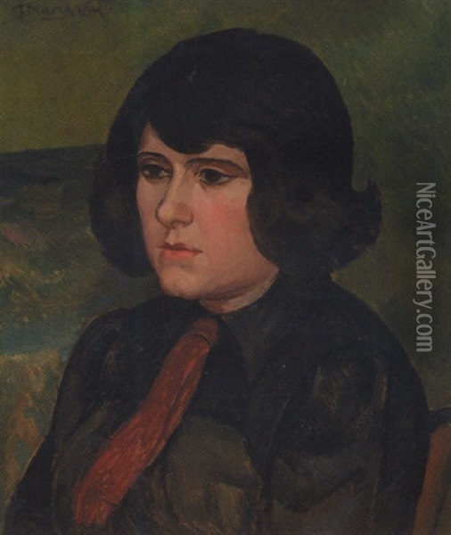 Portrait De Femme Oil Painting - Jean Hippolyte Marchand