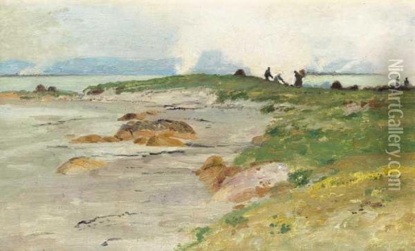 The Kelp Burners, Inishkeragh, North Westdonegal Oil Painting - William H. Bartlett