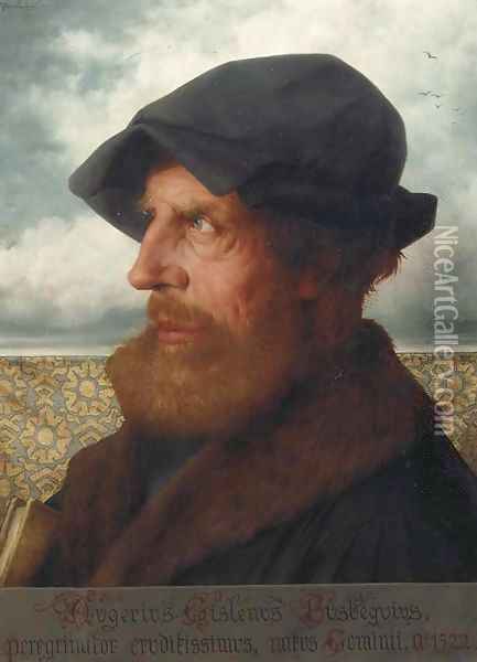 Portrait of Augerius Gislenus Busbequius (1522-1592) Oil Painting - Theophile Lybaert