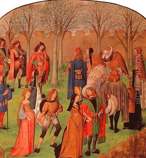 Knights and Ladies Dancing the Carolle in the Garden of Love (from a manuscript illustration for 