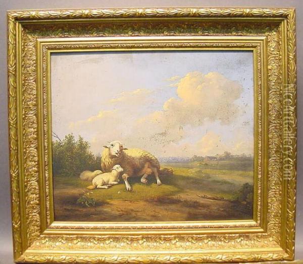 Sheep In Landscape Oil Painting - Eugene Joseph Verboeckhoven