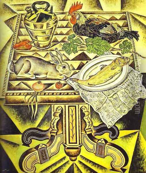The Table (Still Life with Rabbit) Oil Painting - Joaquin Miro