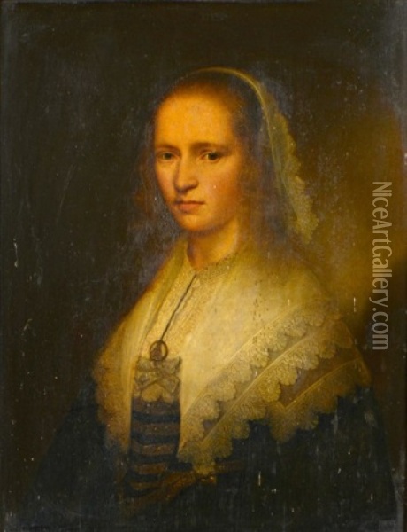 Portrait De Jeune Femme Au Col De Dentelle Et Pendentif Oil Painting - Jacob Gerritsz Cuyp