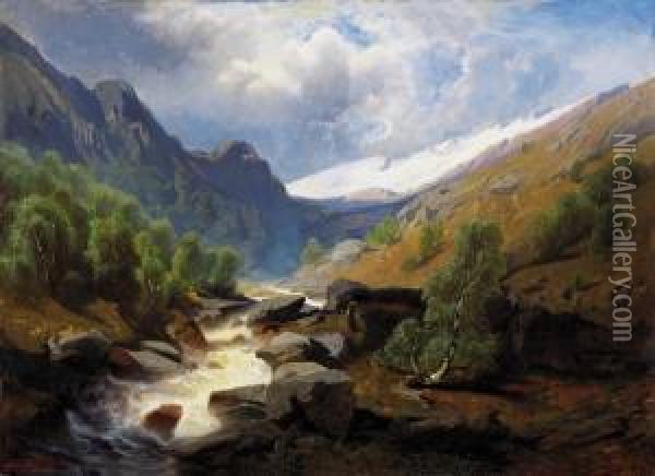 Mountain Stream Oil Painting - August Schaeffer von Wienwald