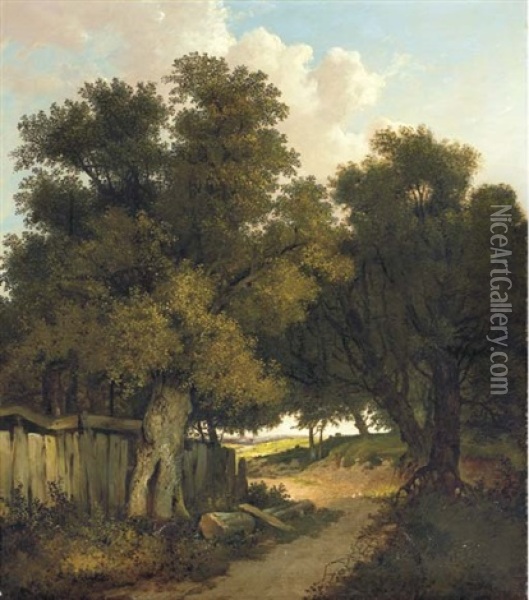 Wooded Landscape Oil Painting - John Berney Ladbrooke