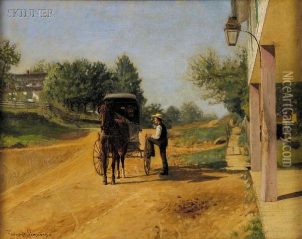 In Front Of The Richfield Inn Oil Painting - Freeman Willis Simmons
