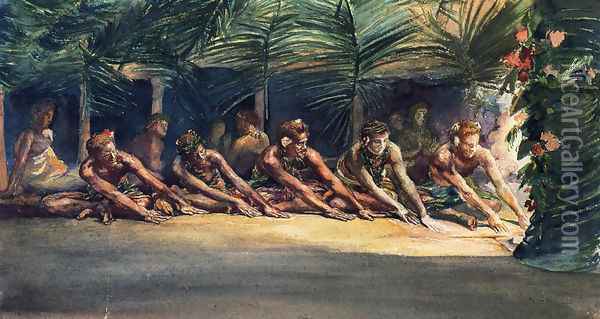 Siva Dance At Night Aka A Samoan Dance Oil Painting - John La Farge