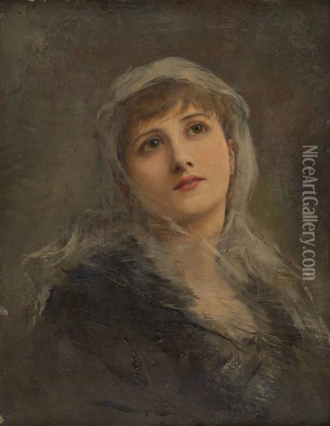 Portrait De Jeune Femme Oil Painting - Jan van Beers