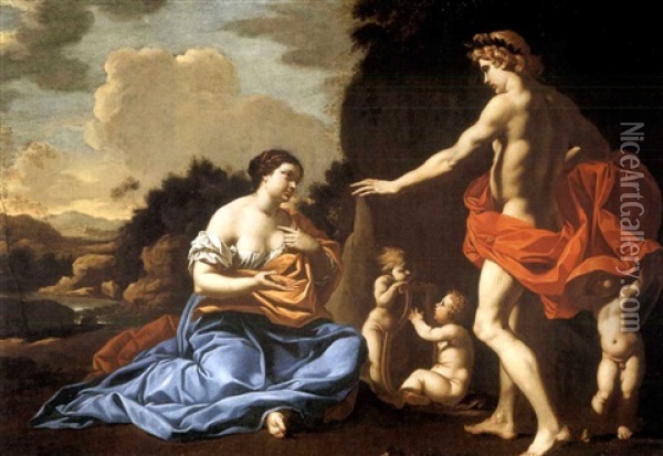 Apollon Et La Sibylle De Cumes Oil Painting - Nicolas Mignard