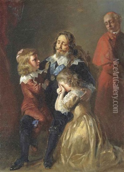 Charles I Bidding Farewell To His Children Oil Painting - Georg Decker
