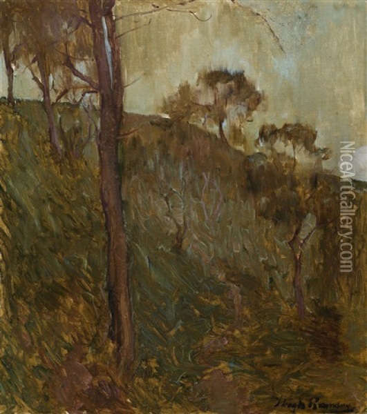 Hillside Bush Landscape Oil Painting - Hugh Ramsay