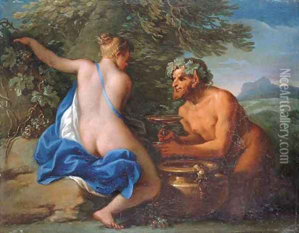 A nymph and a satyr Oil Painting - Filippo Lauri