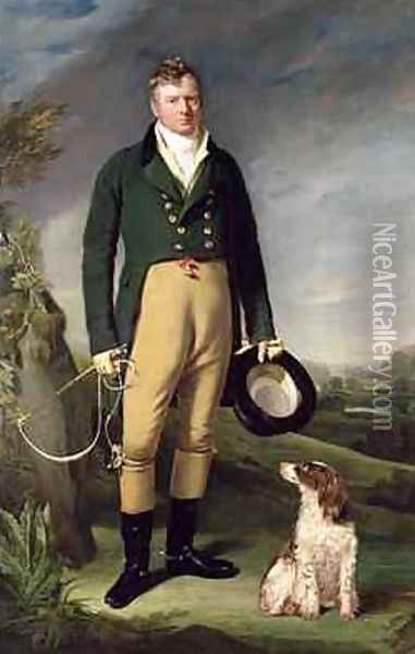 An Unknown Man With his Dog, 1815 Oil Painting - William Owen