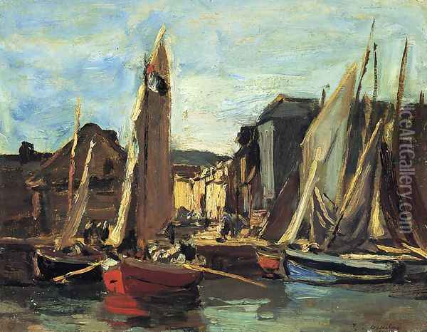 The Entrance to the Port of Honfleur Oil Painting - Eugene Boudin