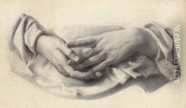 Study Of Hands Oil Painting - Herbert Johnson
