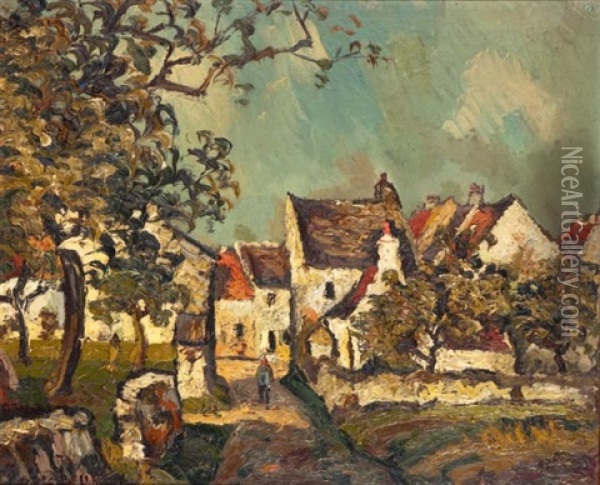 Village Oil Painting - Pierre Dumont