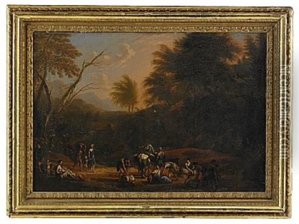 Landskap Med Figurstaffage Oil Painting - Jan Baptiste Huysmans