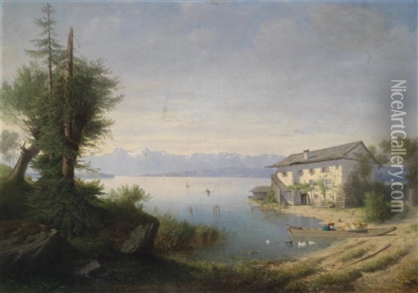 Seenlandschaft Oil Painting - Carl Von Kratzer