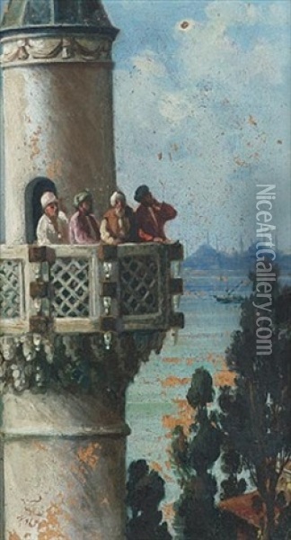 The Call Of The Muezzin, Istanbul Oil Painting - Halil Pasha