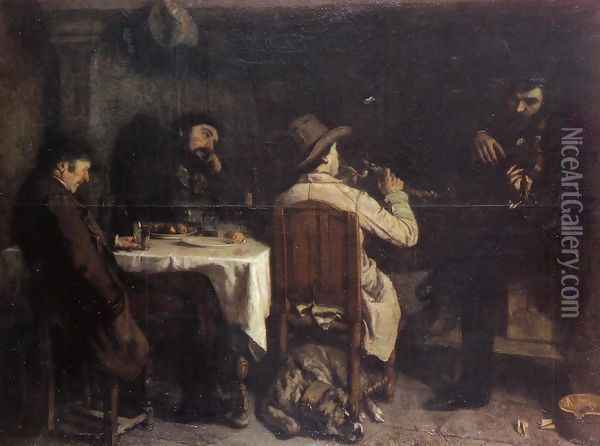 After Dinner at Ornans, 1848 Oil Painting - Gustave Courbet