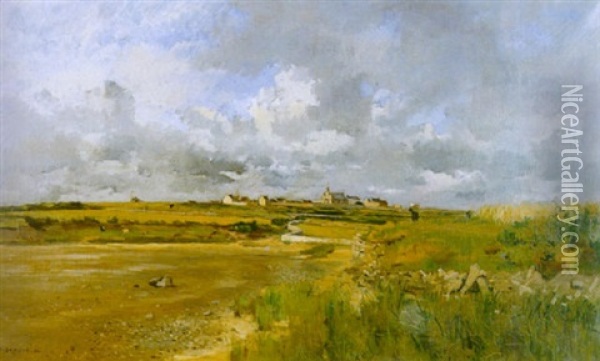 Estuaire En Bretagne Oil Painting - Pierre Emmanuel Eugene Damoye