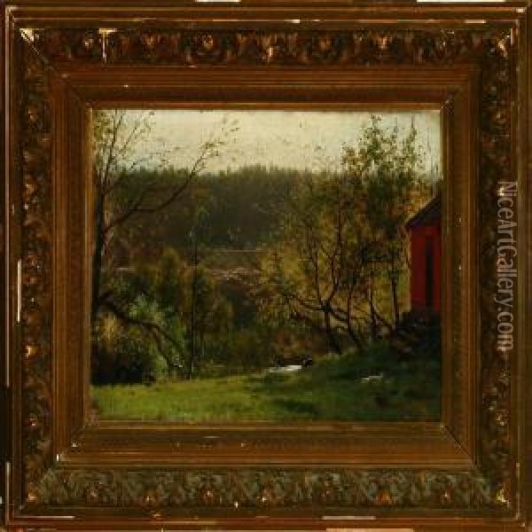 Spring At A Forest Lake Oil Painting - Christian Eckardt