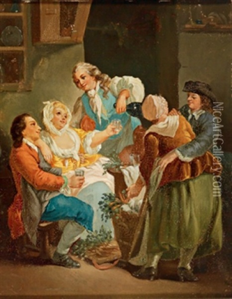 Frohliche Gesellschaft Oil Painting - Georg Melchior Kraus