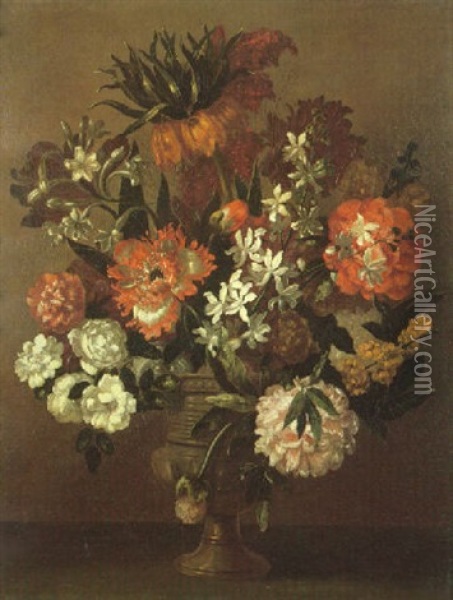 A Still Life Of Flowers Oil Painting - Jean-Baptiste Belin de Fontenay the Elder