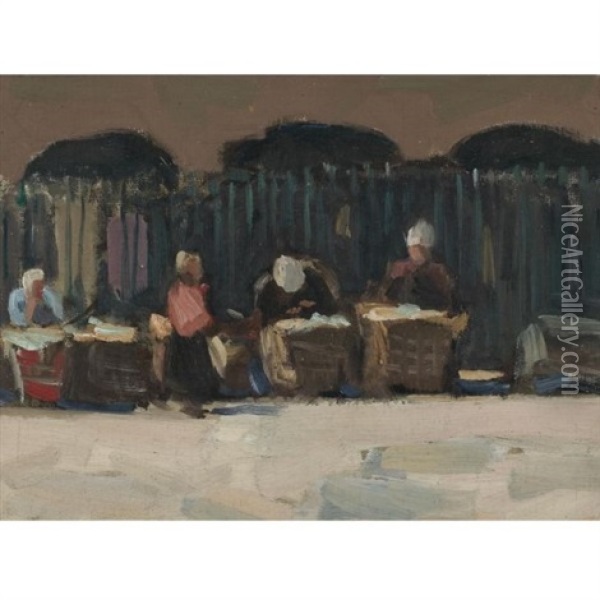 Market Scene, St. Malo, Brittany Oil Painting - James Wilson Morrice