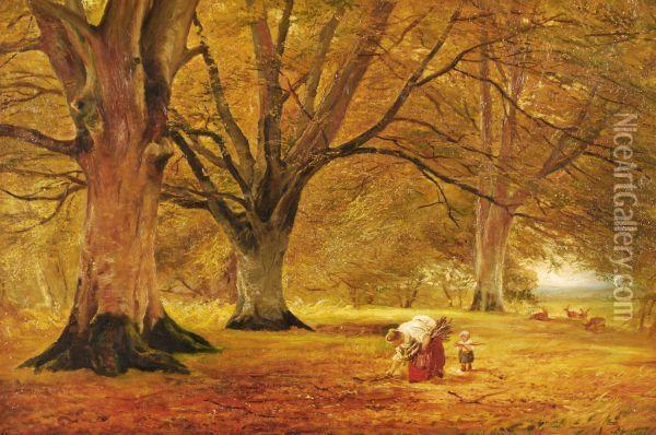 Autumn Woodland Oil Painting - Henry Garland