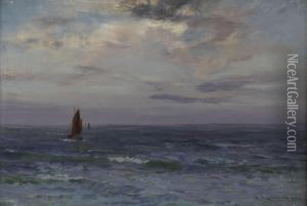 The Fishing Fleet At Sea Oil Painting - William Bradley Lamond