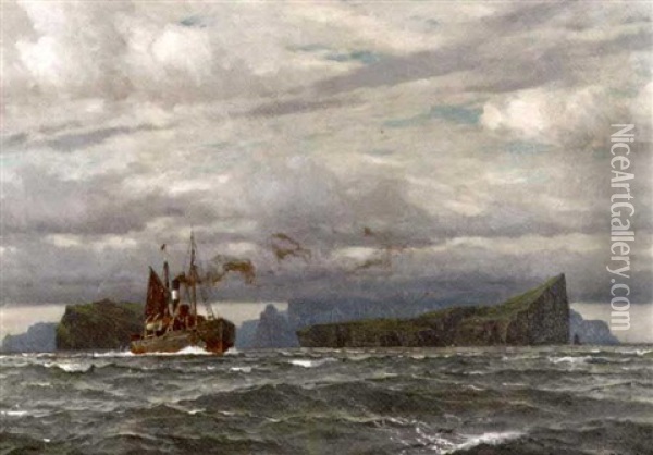 A Steamboat Amongst Islands Oil Painting - Michael Zeno Diemer