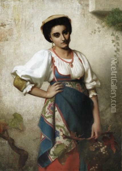 A Mediterranean Beauty Oil Painting - Rudolf W. A. Lehmann