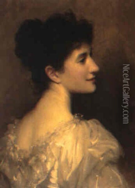 Portrait Of Josephine Agnew, Quarter Length Oil Painting - Sir Samuel Luke Fildes