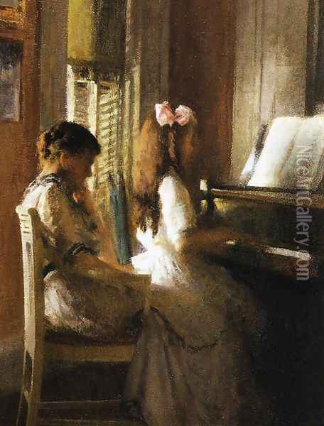 The Music Lesson Oil Painting - Joseph Rodefer DeCamp