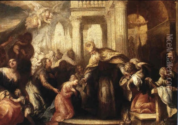 The Presentation Of The Virgin Oil Painting - Andrea Celesti
