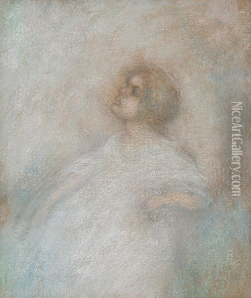 Pensive Girl Oil Painting - Charles Ernest Debelle