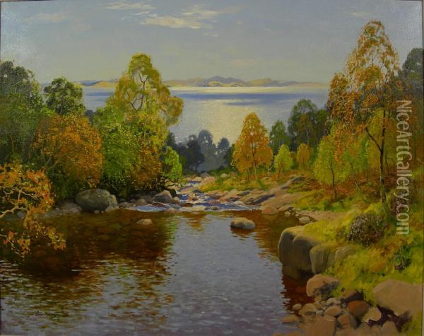 September Evening, Glen Sannox Oil Painting - Robert Houston