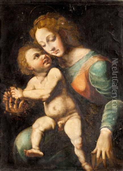 Maria Mit Kind Oil Painting - Giulio Romano