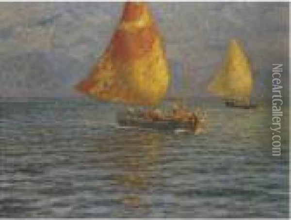 A Day's Sailing Oil Painting - Ugo Flumiani