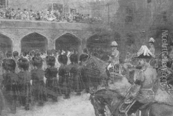 The Proclamation Of King Edward Vii At St. James' Palace,   Jan 24 1901 Oil Painting - Joseph Finnemore
