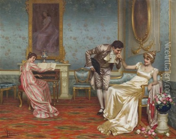 The Suitor Oil Painting - Vittorio Reggianini