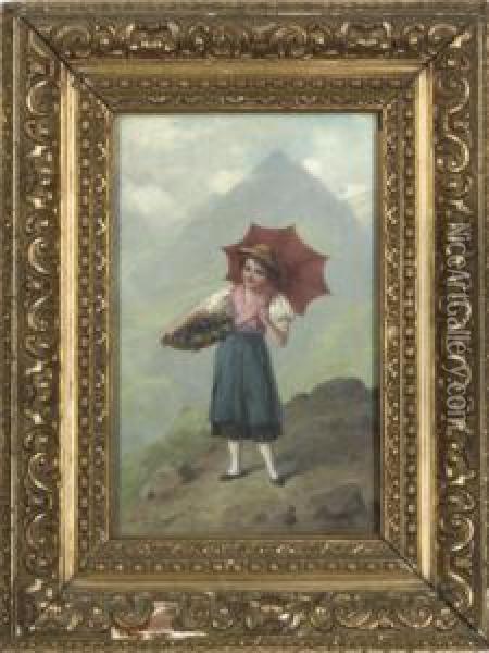 The Young Grape Picker Oil Painting - Josef Bche