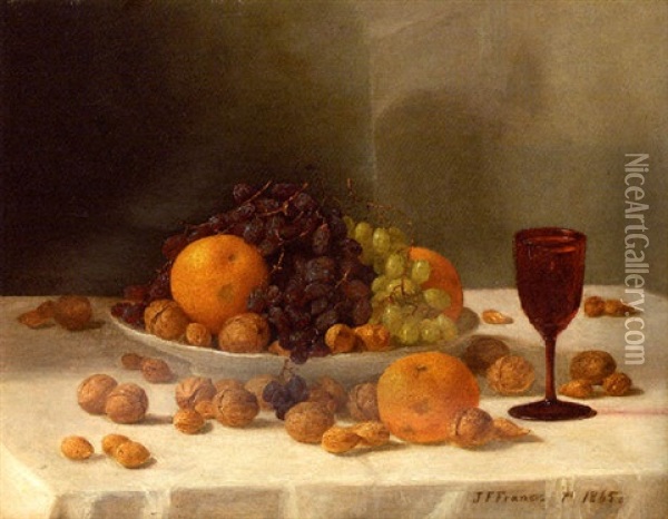 Still Life With Fruit And Nuts Oil Painting - John F. Francis