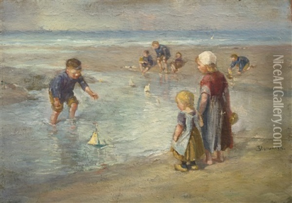 By The Sea Oil Painting - Bernardus Johannes Blommers