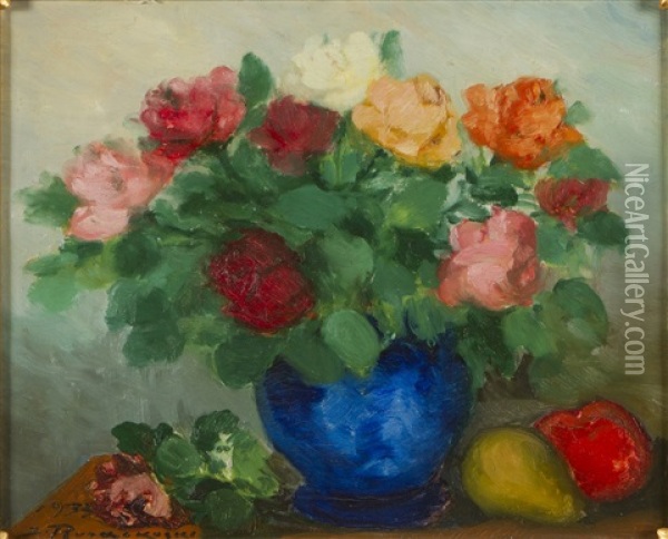 Roses Oil Painting - Jalmari Ruokokoski