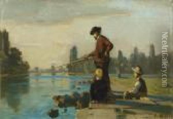 Der Angler Oil Painting - Ferdinand Hodler