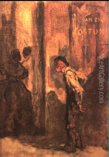 L'entree Du Bal Oil Painting - Felicien Joseph Victor Rops